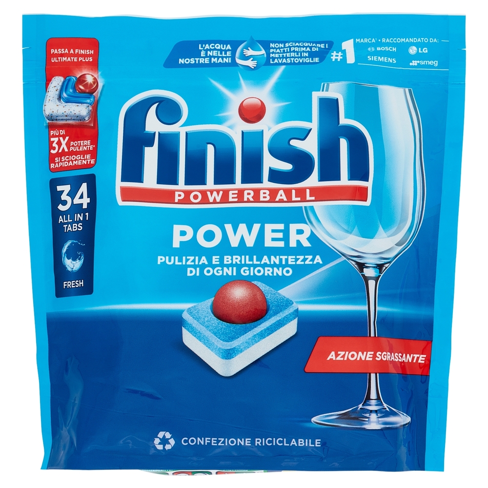Finish Power All in One Regular pastiglie lavastoviglie 34 lavaggi 544 gr